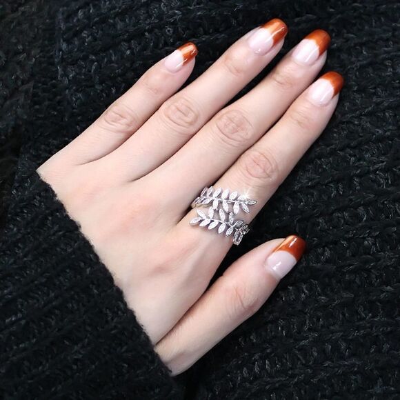 CZ AAA Vine Brass Rhodium Ring size 9 - Picture 4 of 10